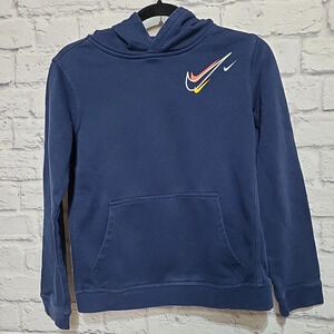 Kids Navy Nike Hoodie Sweatshirt Size Large Multi Color Nike Logo EUC